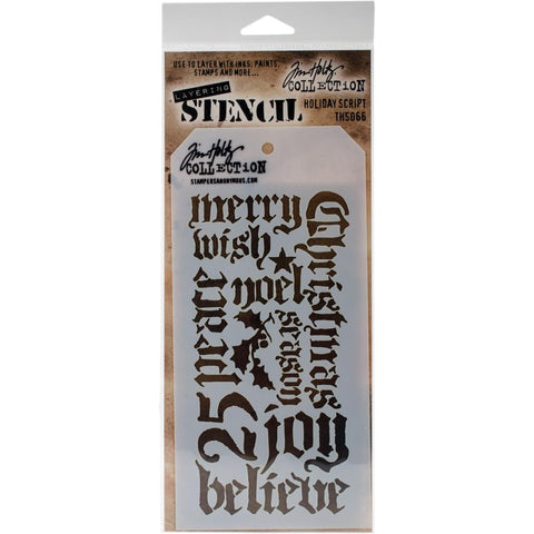 Tim Holtz Layering Stencil - Holiday Script