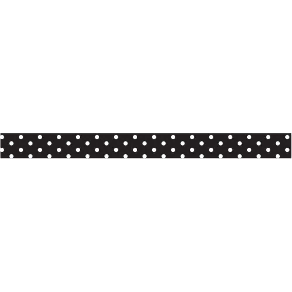 Grosgrain Ribbon - Black with White Polka Dot