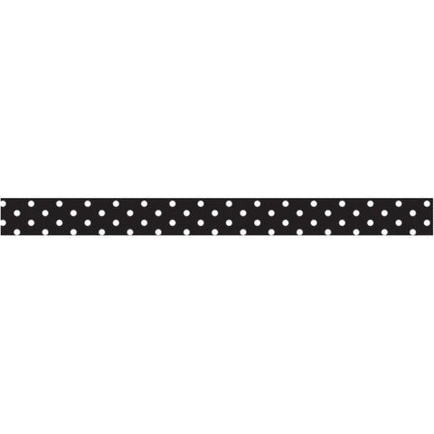 Grosgrain Ribbon - Black with White Polka Dot