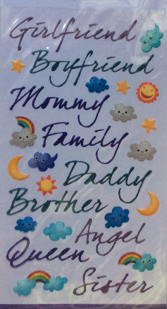 Forever In Time Clear Stickers - Family Words Script