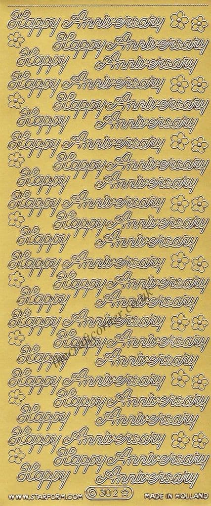 Ecstasy Crafts Inc. - Peel-off Stickers - Happy Anniversary Gold