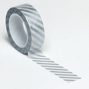 Queen & Co. Washi Tape - Silver Diagonal Stripe