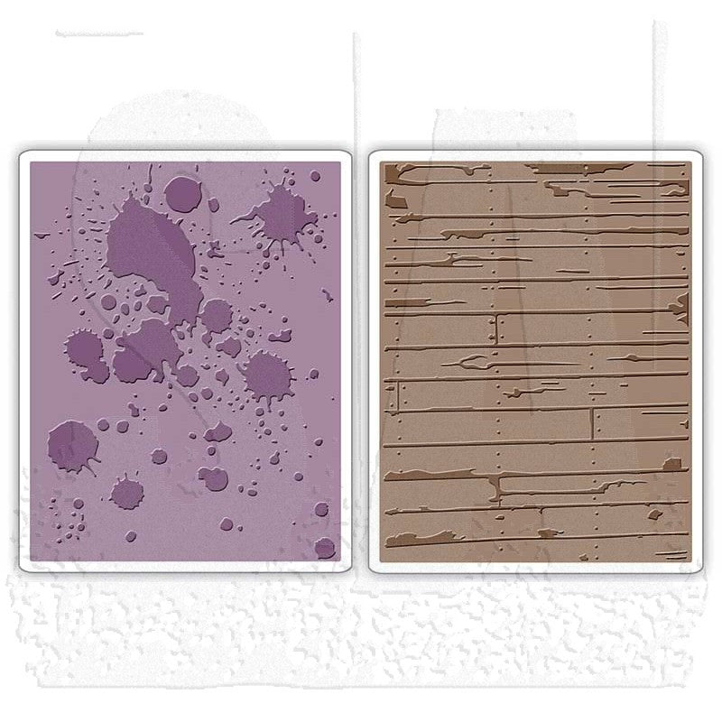 Sizzix Embossing Folders - [Tim Holtz] - Ink Splats & Wood Plank Set