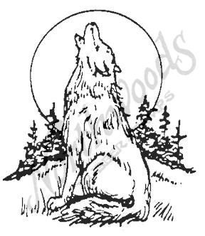 Northwoods Rubber Stamps - Wolf and Moon