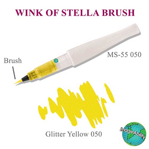 Zig Memory System Wink Of Stella Brush Glitter Marker  - Yellow